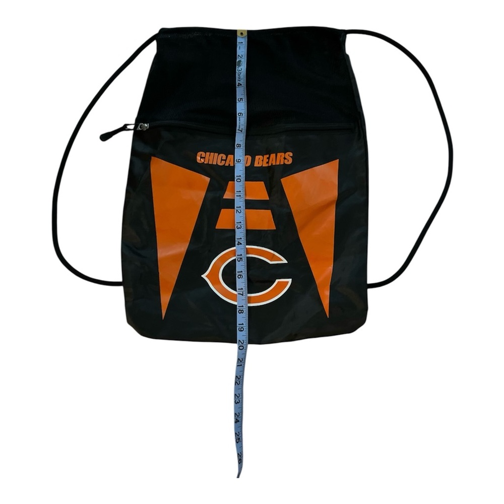NFL Chicago Bears Dark Navy Blue/Orange Front Zipper Cinched Backsack Unisex - Picture 6 of 10